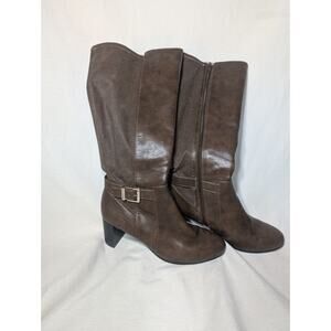 Abella Women's Megan Knee High Faux‎ Leather Boots Sz 7.5 True Comfort buckle